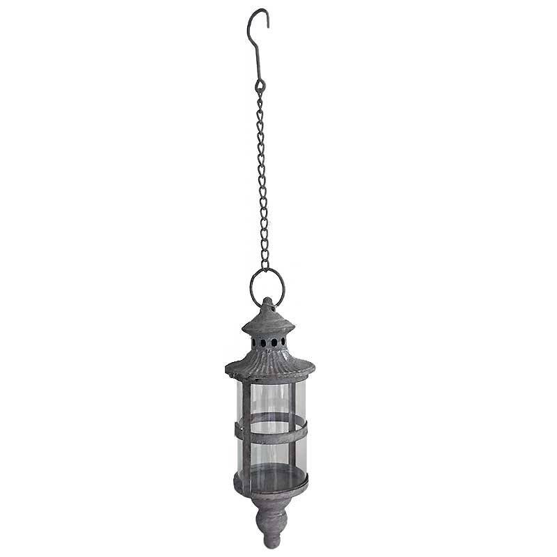 La Grande Prairie - Lanterne suspendue fer gris 11x31cm - Image 1