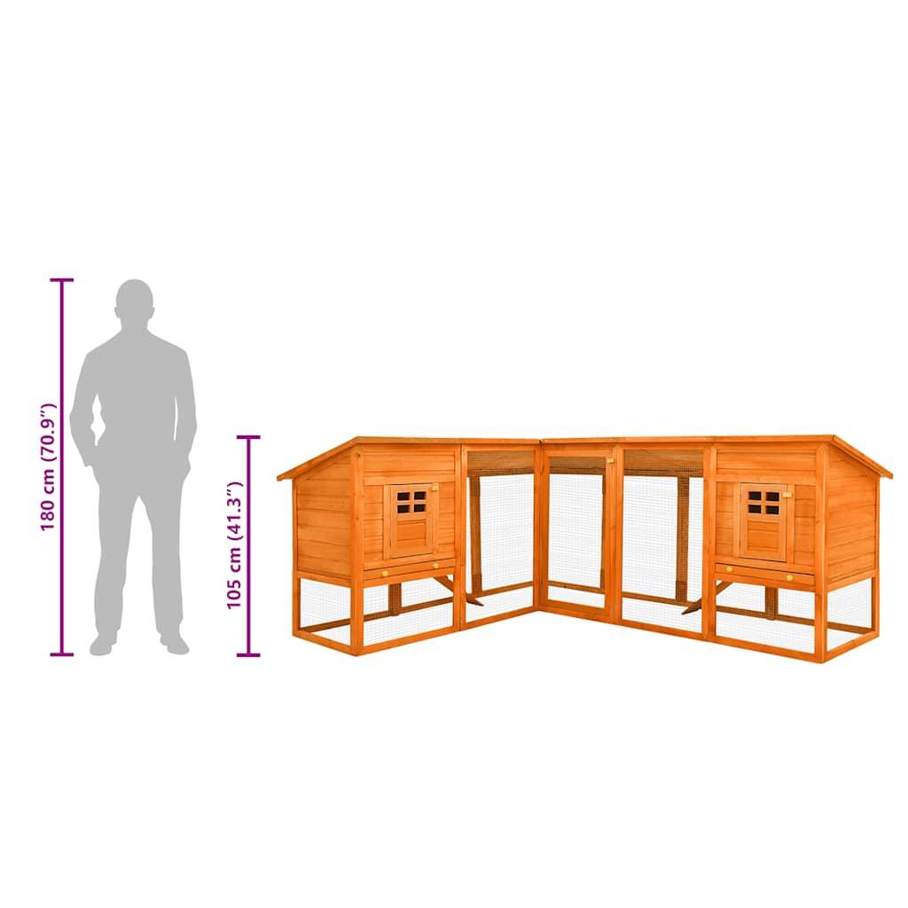 Clapier extérieur XXL en bois de sapin avec enclos sécurisé pour jardin Marron – ComfortXL Outdoor Living - Image 10