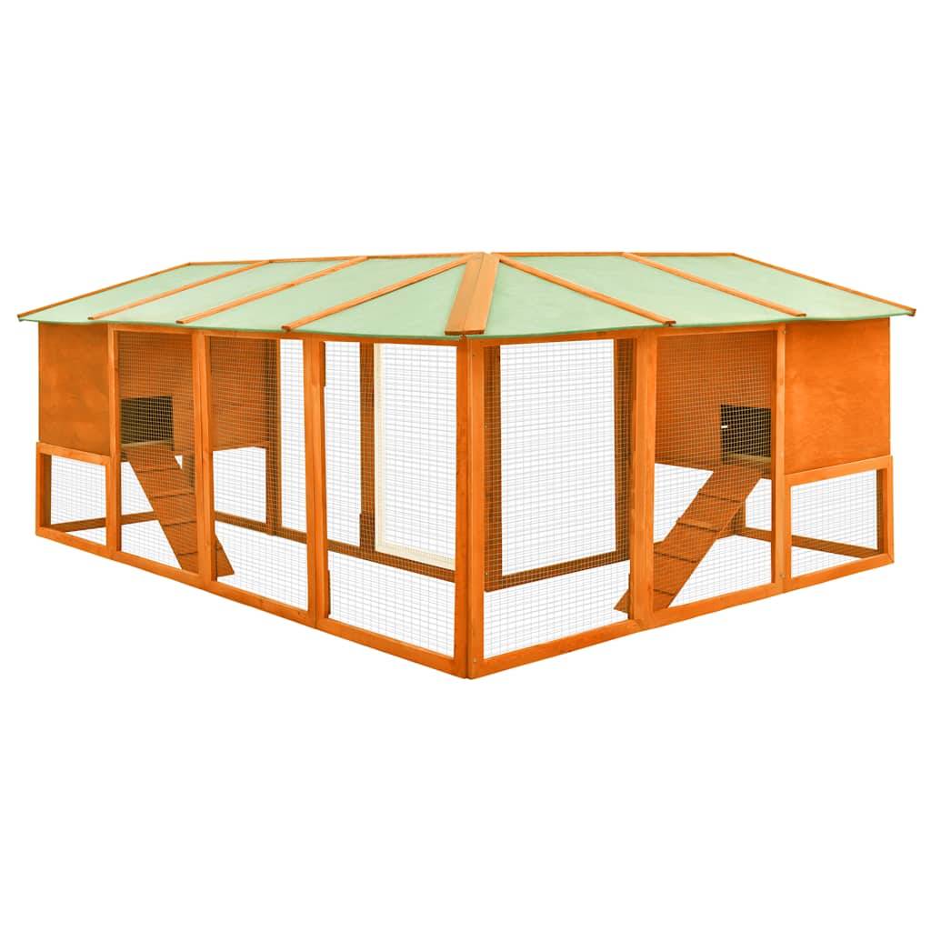 Clapier extérieur XXL en bois de sapin avec enclos sécurisé pour jardin Marron – ComfortXL Outdoor Living - Image 4