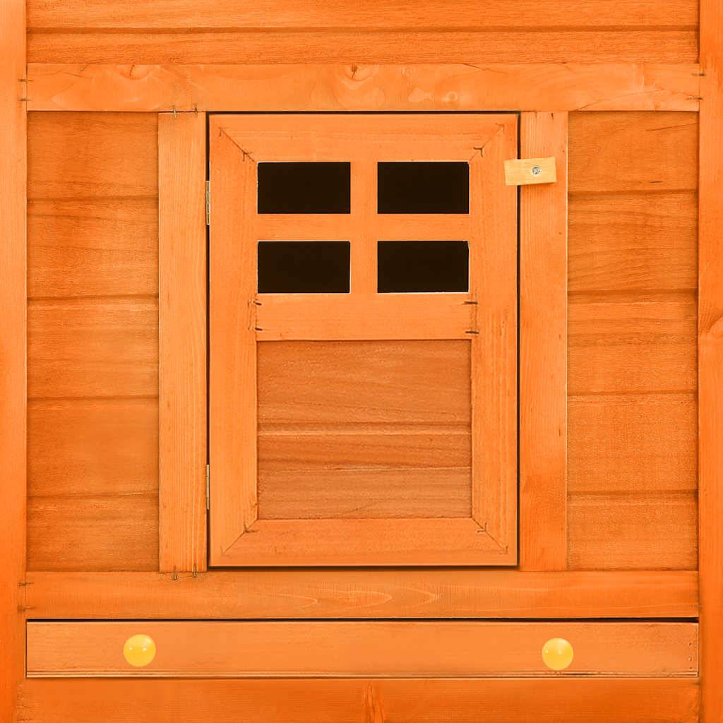 Clapier extérieur XXL en bois de sapin avec enclos sécurisé pour jardin Marron – ComfortXL Outdoor Living - Image 7