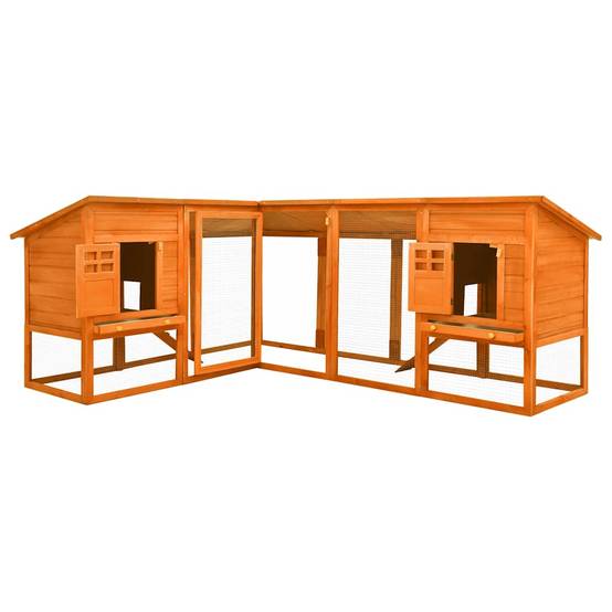 Clapier extérieur XXL en bois de sapin avec enclos sécurisé pour jardin Marron – ComfortXL Outdoor Living - Image 2