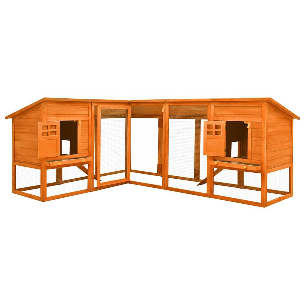 Clapier extérieur XXL en bois de sapin avec enclos sécurisé pour jardin Marron – ComfortXL Outdoor Living - Image 2