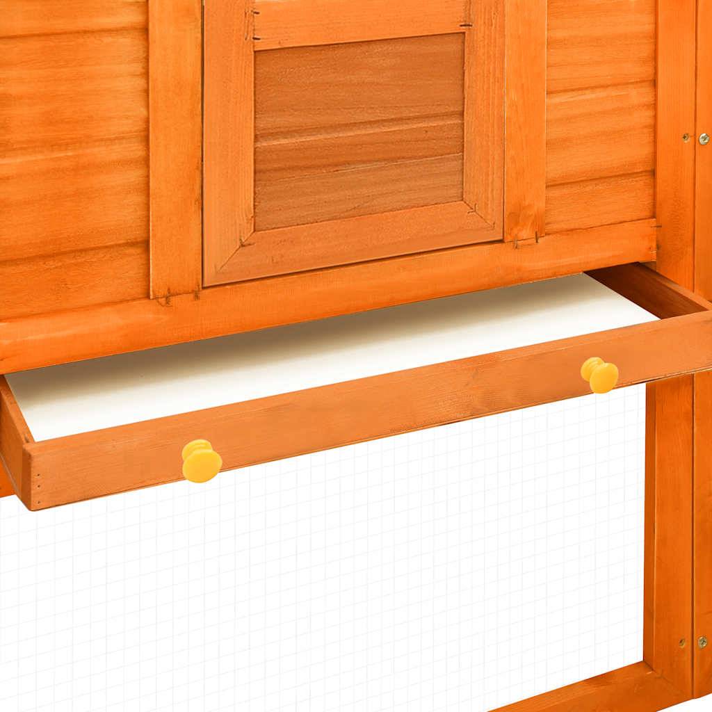 Clapier extérieur XXL en bois de sapin avec enclos sécurisé pour jardin Marron – ComfortXL Outdoor Living - Image 8