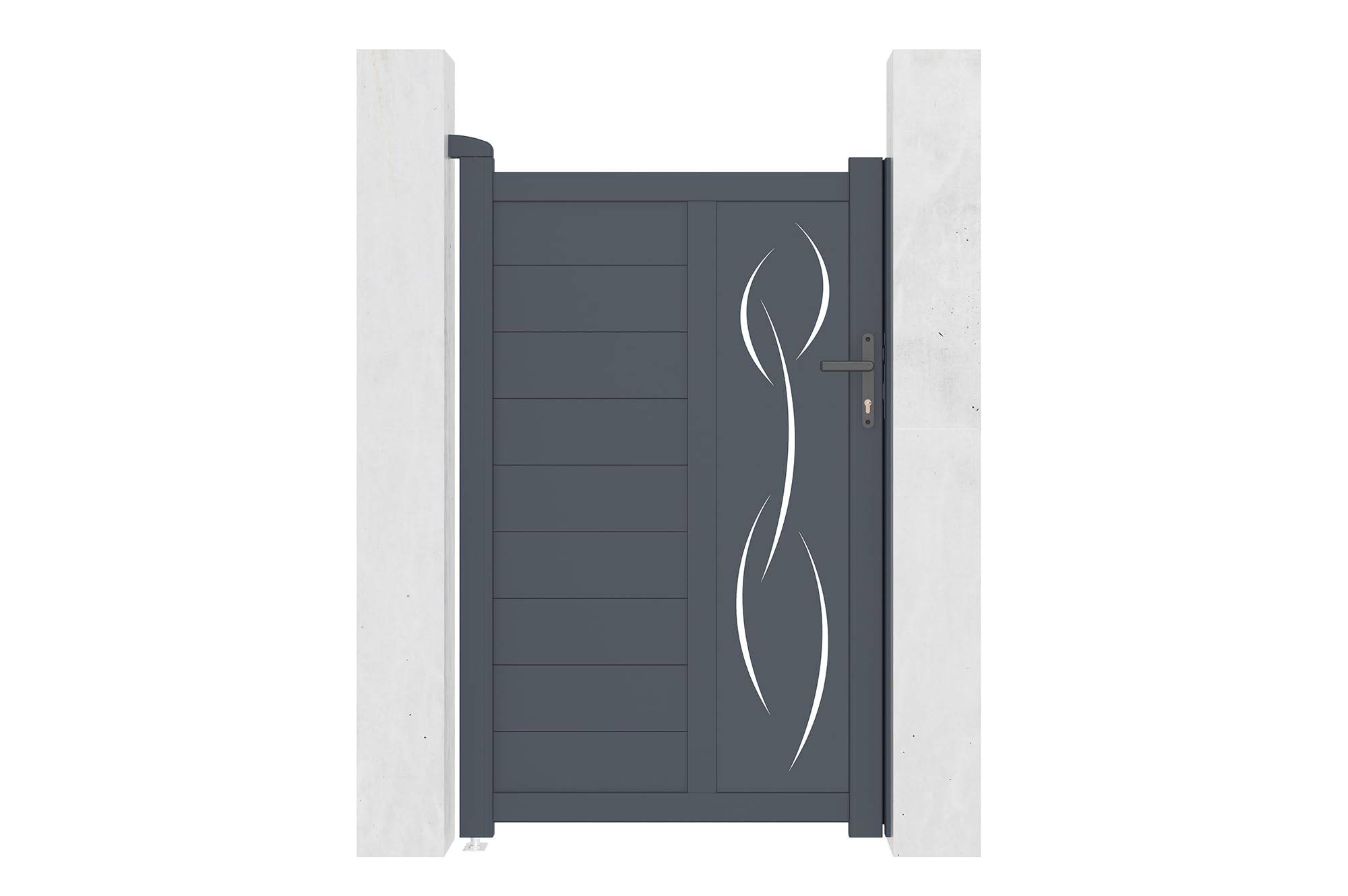 CASANOOV - Casanoov Portillon 1m LIFE H.160 cm aluminium gris + 2 poteaux ELDA aluminium gris 15x15 cm - Image 5