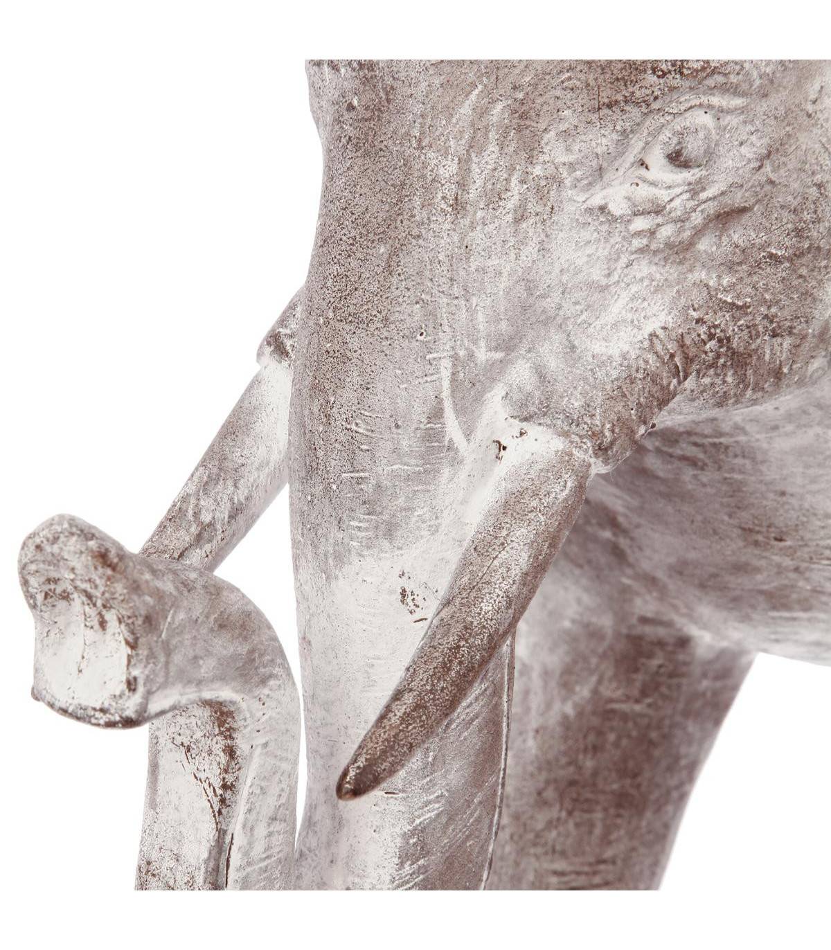 Éléphant décoratif en Résine effet blanchi H 30 cm - Image 2