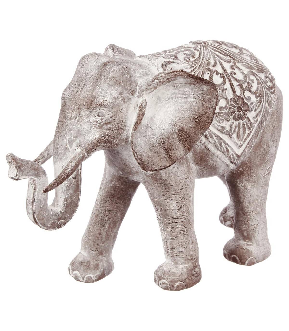 Éléphant décoratif en Résine effet blanchi H 30 cm - Image 1