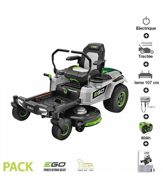 Pack tondeuse autoportée Zero Turn coupe 107 cm 6 batteries 10Ah et chargeur 1600W inclus EGO ZT4201E - Image 1