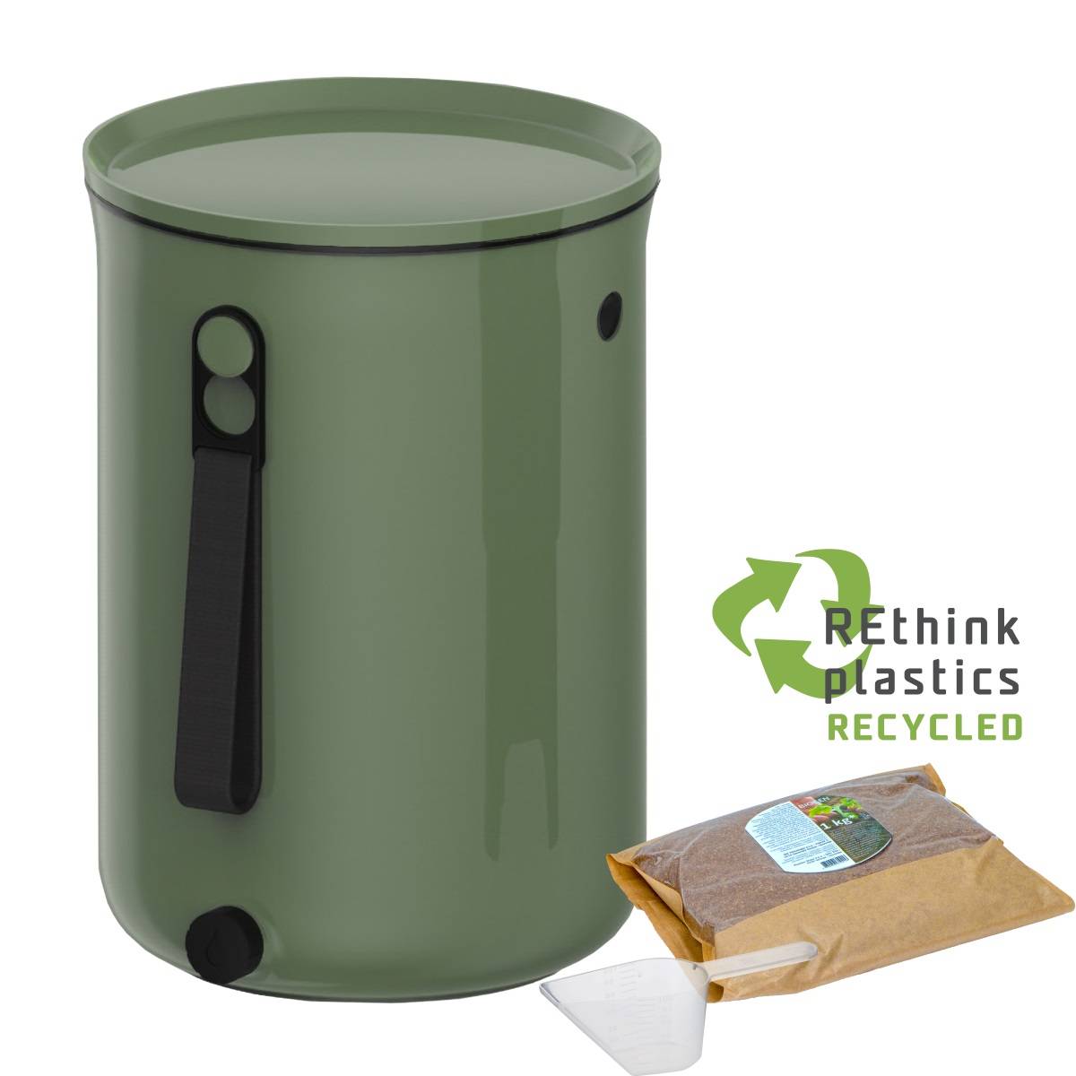 Composteur Bokashi en Plastique recyclé,vert, 9,6l+1 kg d'activateur - Image 1