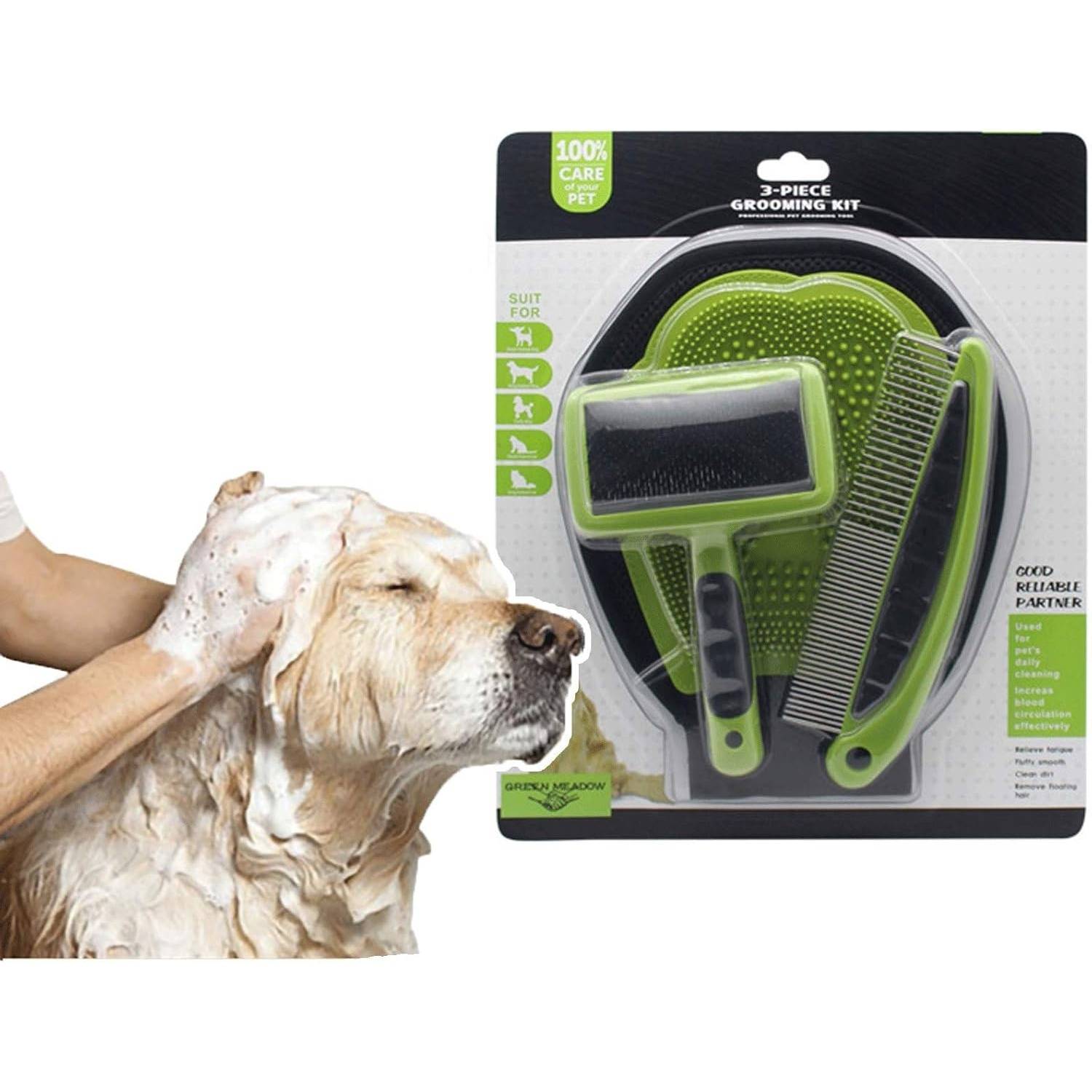 DtopbuyAge - 3 gants de massage et toilettage pour chien - Nettoyant DtopbuyAge - Image 1