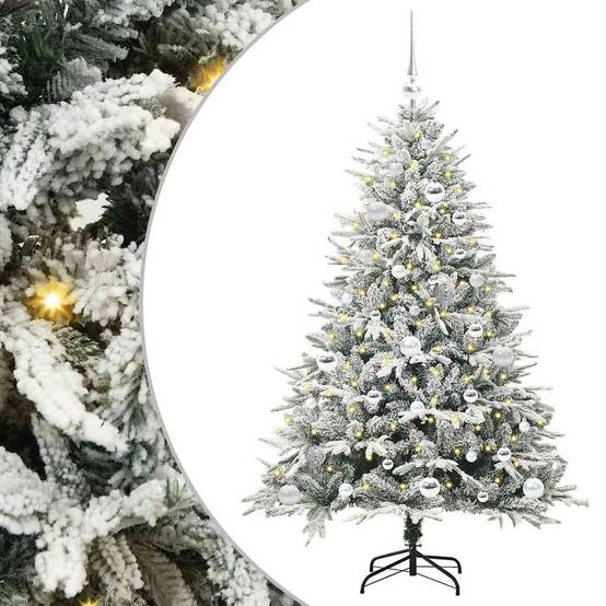Sapin de Noël | Arbre de Noël artificiel pré-éclairé avec ensemble de boules Maison Chic - Image 1