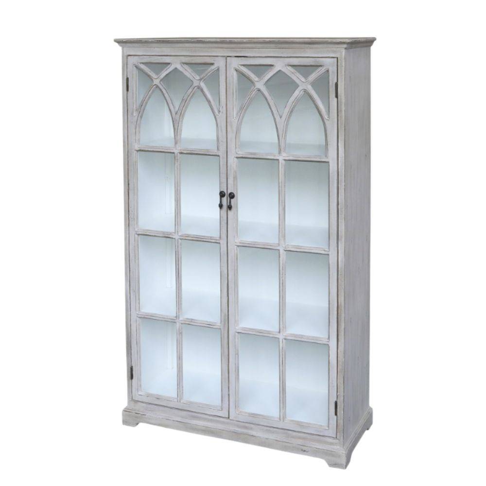 Armoire vitrine en bois de sapin et verre 90 x 37 x 154 cm Chemin de campagne - Image 1
