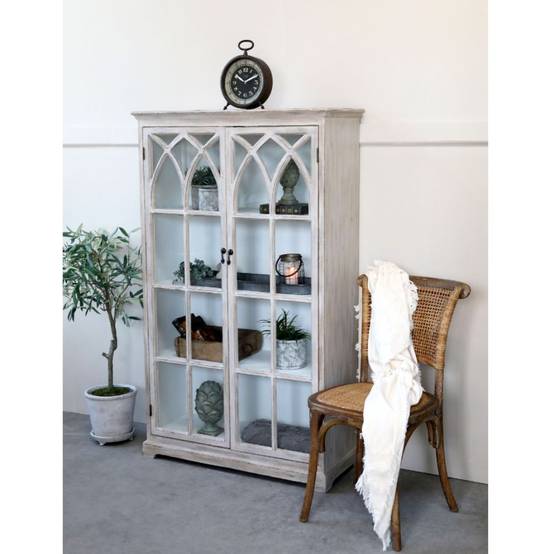 Armoire vitrine en bois de sapin et verre 90 x 37 x 154 cm Chemin de campagne - Image 3