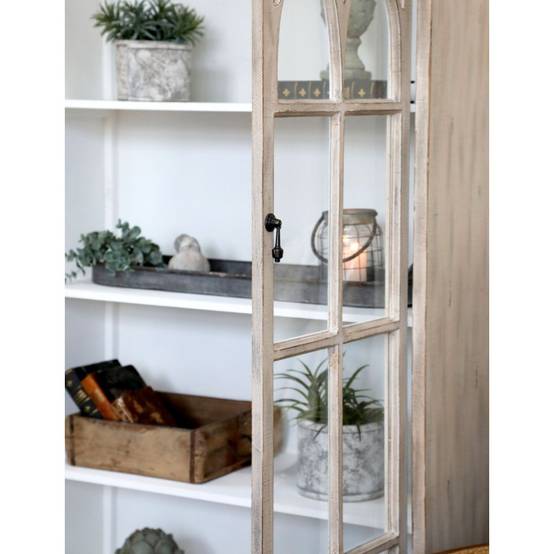 Armoire vitrine en bois de sapin et verre 90 x 37 x 154 cm Chemin de campagne - Image 4