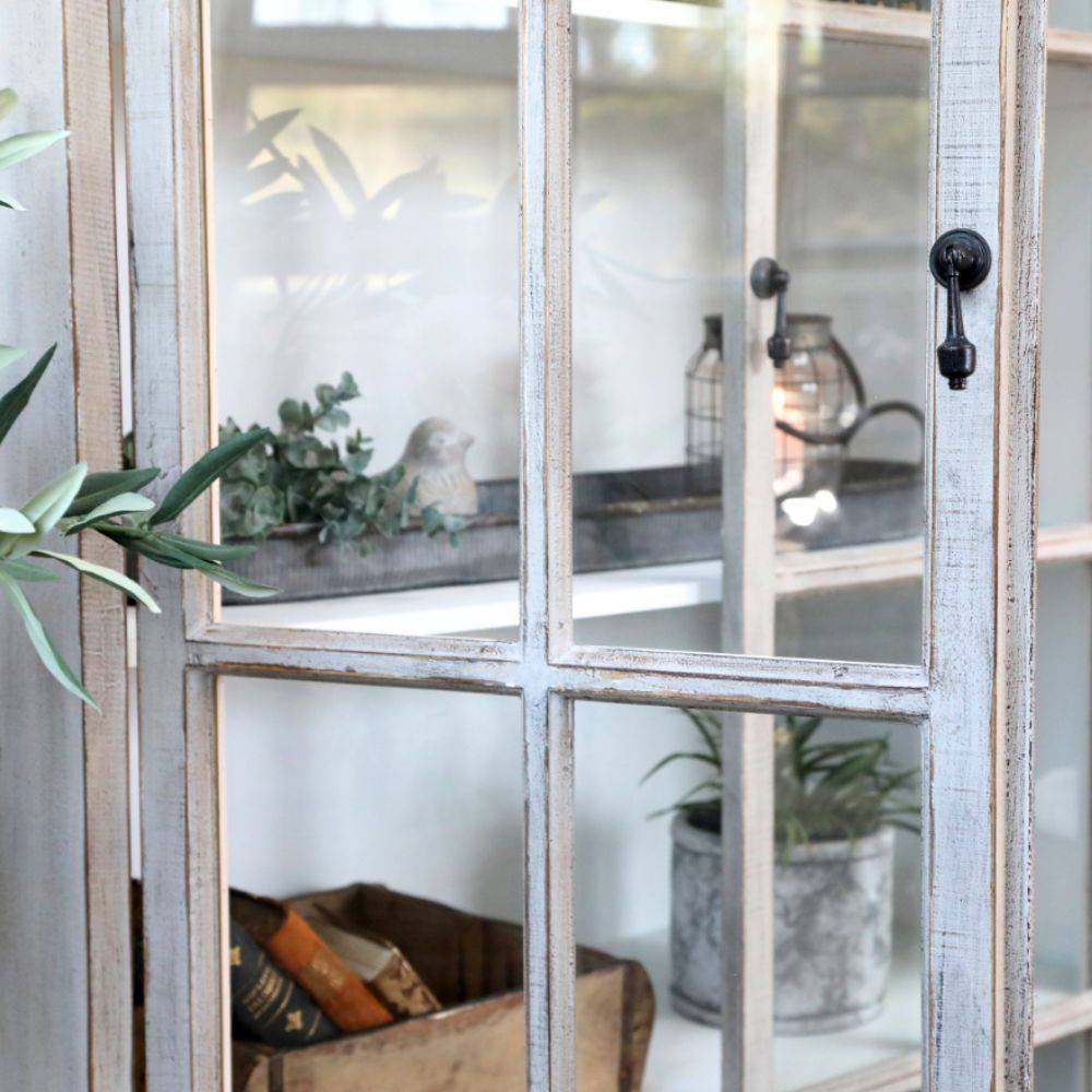 Armoire vitrine en bois de sapin et verre 90 x 37 x 154 cm Chemin de campagne - Image 5