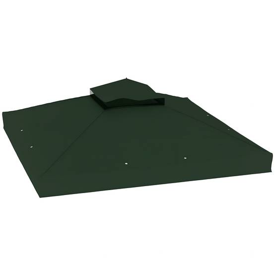 Toit de rechange 3x3 m avec double toit, trous de drainage et protection UPF30+, vert, seul toit sans structure - Image 1