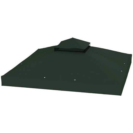 Toit de rechange 3x3 m avec double toit, trous de drainage et protection UPF30+, vert, seul toit sans structure - Image 2