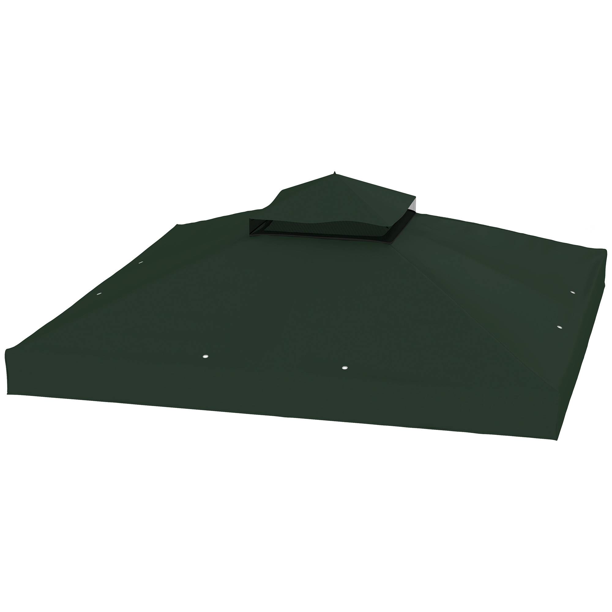 Toit de rechange 3x3 m avec double toit, trous de drainage et protection UPF30+, vert, seul toit sans structure - Image 2