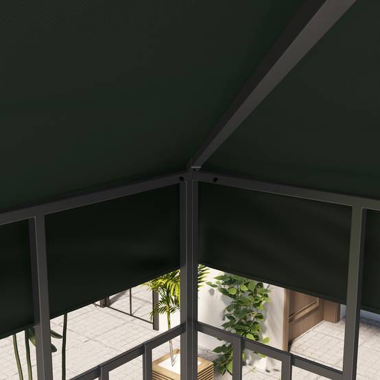 Toit de rechange 3x3 m avec double toit, trous de drainage et protection UPF30+, vert, seul toit sans structure - Image 10