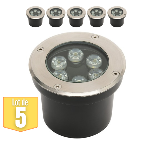 Lot de 5 Spots LED encastrables étanches 6W 600lm 4000K IP67 - Image 1
