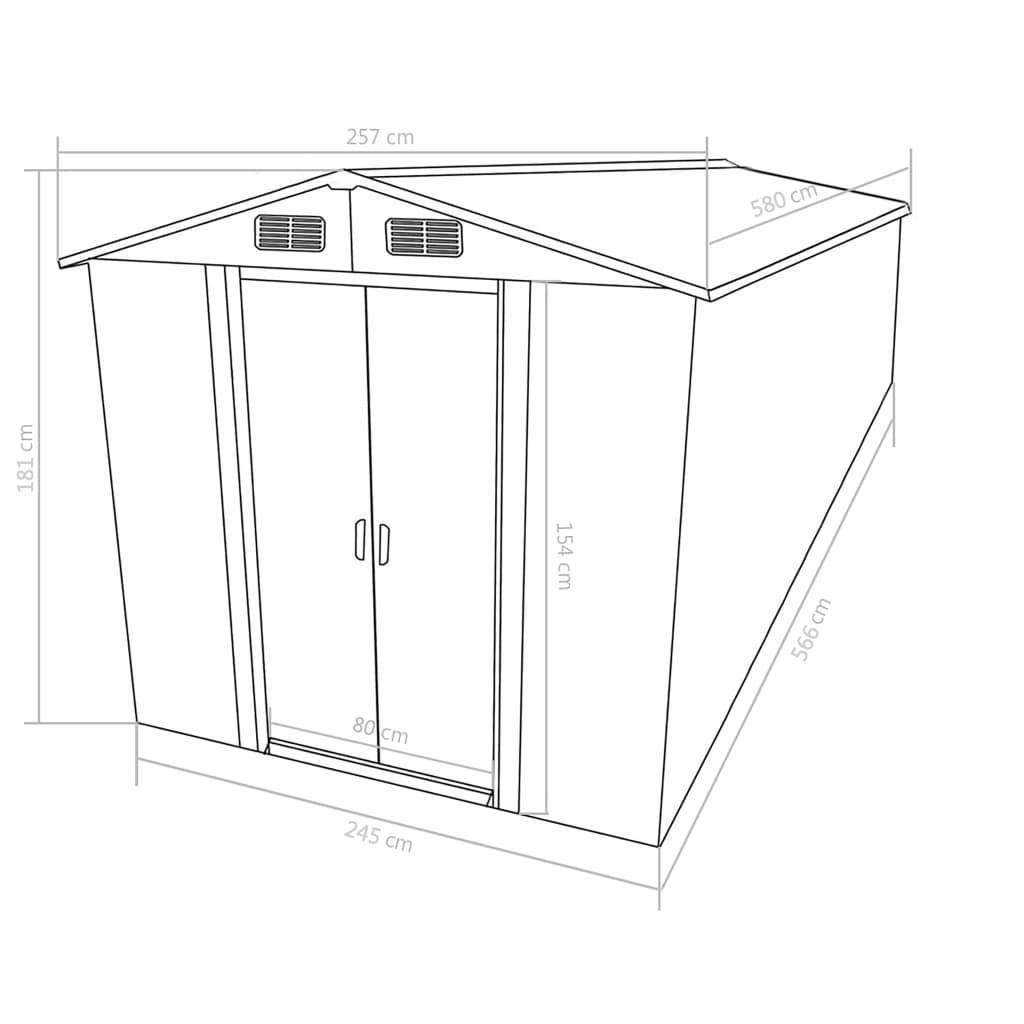 Helloshop26 - Abri de jardin cabane cabanon maison de stockage remise extérieur hangar outils robuste 257 x 580 x 181 cm métal vert - Image 8