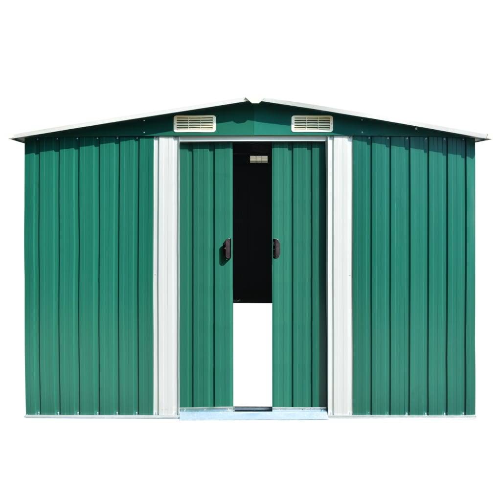 Helloshop26 - Abri de jardin cabane cabanon maison de stockage remise extérieur hangar outils robuste 257 x 580 x 181 cm métal vert - Image 2