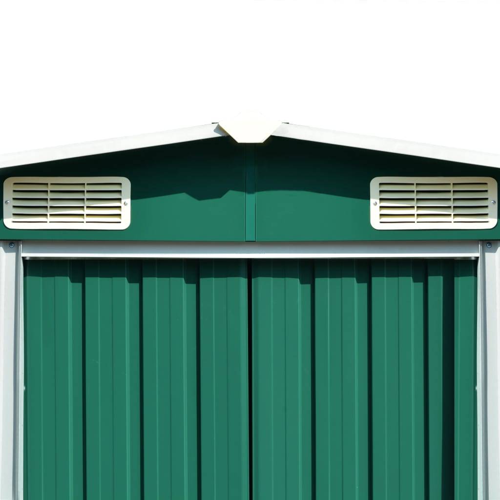 Helloshop26 - Abri de jardin cabane cabanon maison de stockage remise extérieur hangar outils robuste 257 x 580 x 181 cm métal vert - Image 5