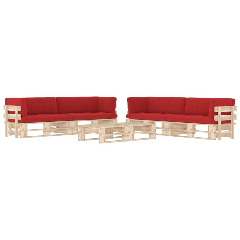 Helloshop26 - Salon de jardin meuble d'extérieur ensemble de mobilier palette 6 pièces avec coussins bois de pin imprégné - Image 1