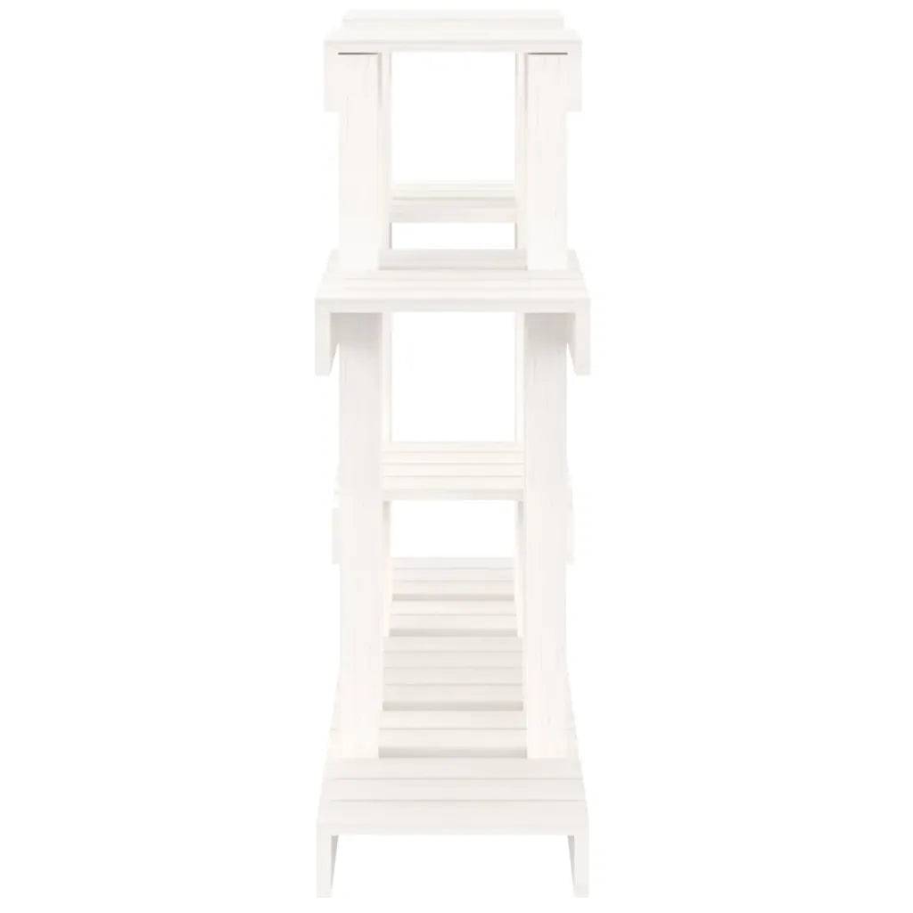 Support à plantes design rustique jardin 104,5 x 25 x 77,5 cm en bois massif blanc - Image 3