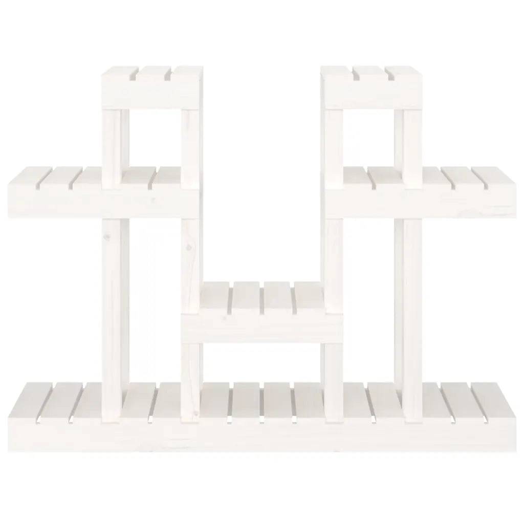 Support à plantes design rustique jardin 104,5 x 25 x 77,5 cm en bois massif blanc - Image 2