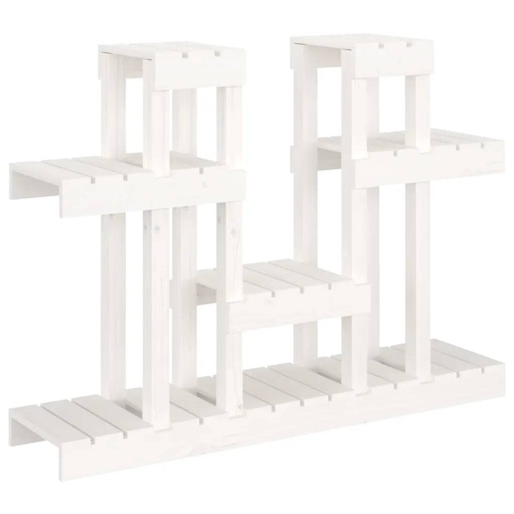 Support à plantes design rustique jardin 104,5 x 25 x 77,5 cm en bois massif blanc - Image 1