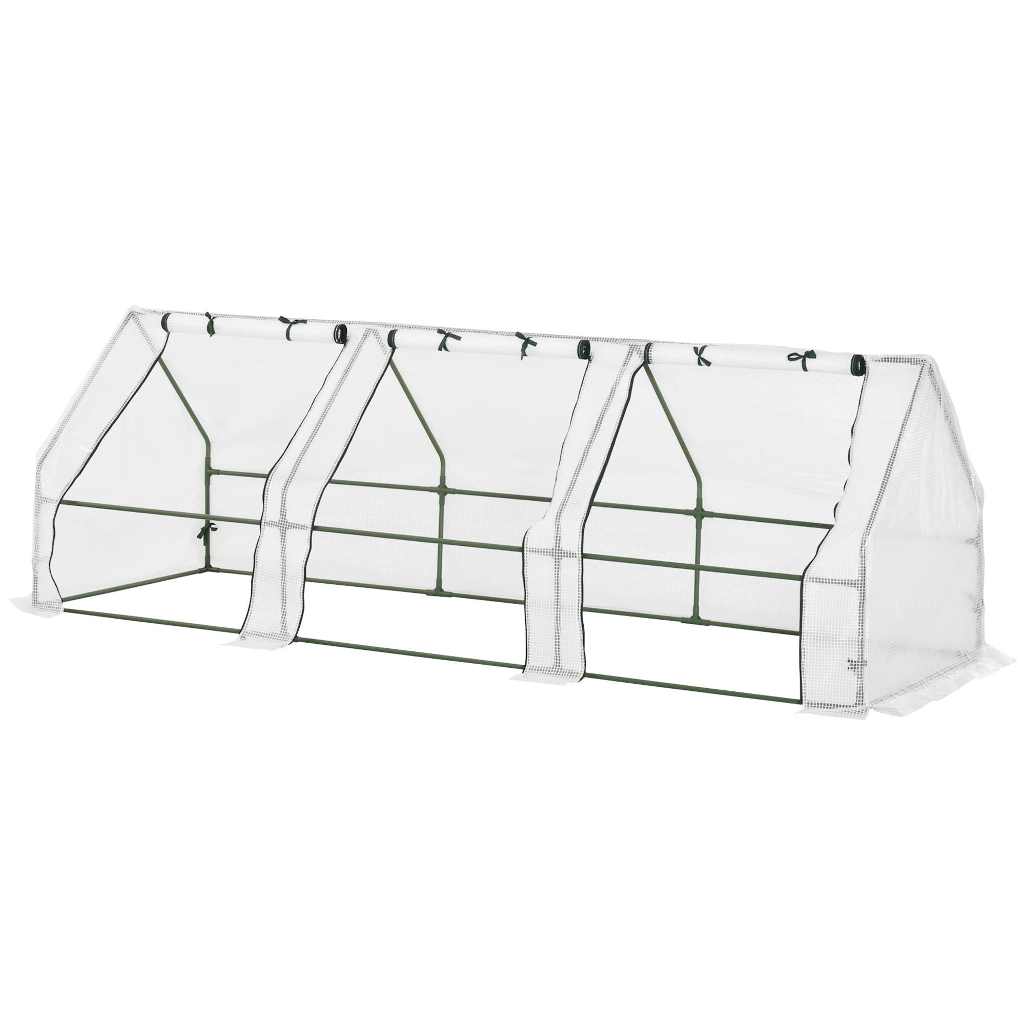 Maison Chic - Mini Serre de Jardin mini serre tunnel 270x90x90cm toit pointu Acier PE Haute densité 140 g/m² Anti-UV 3 fenêtres avec Zip enroulables Blanc - Image 1
