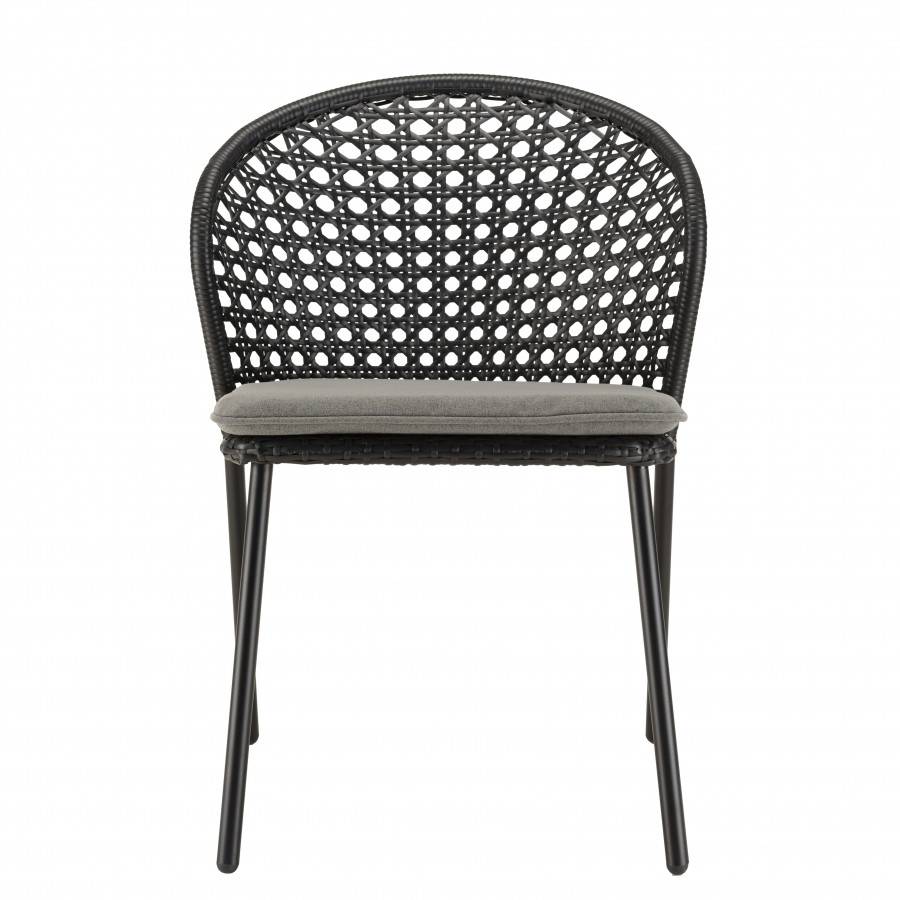 Macabane - MALO - SALON DE JARDIN 4 PERS. - 1 Table ronde 120x120cm et 4 chaises noires et grises - Image 7