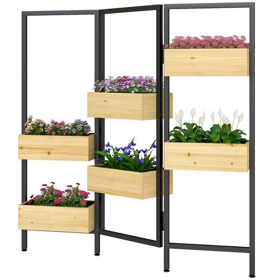 PANGIVO - Jardinière séparateur de pièce bois et acier naturel 116 x 20 x 112 cm - PANGIVO - Image 2