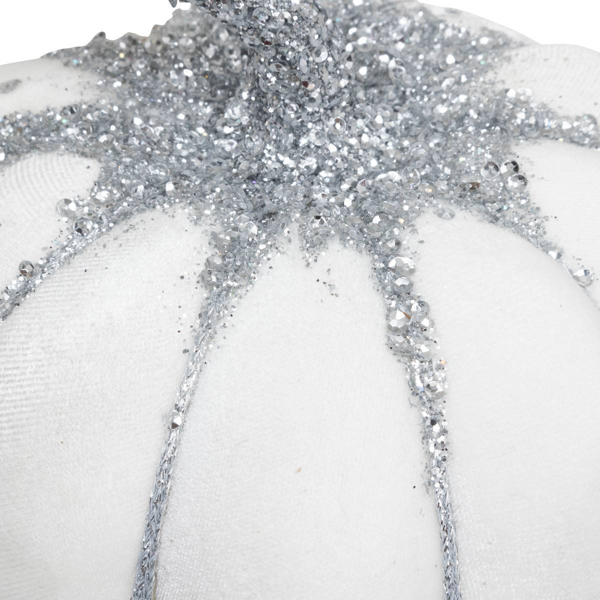 Fééric Lights & Christmas - Déco de Noël Citrouille enneigée et pailletée argent D 16 cm - Image 2