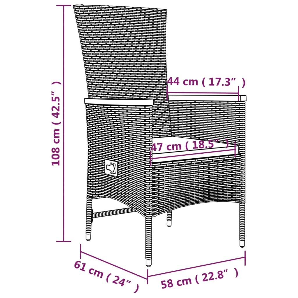 Vidaxl - Chaises de jardin inclinables coussins lot de 2 Résine tressée vidaXL 319530 - Image 3