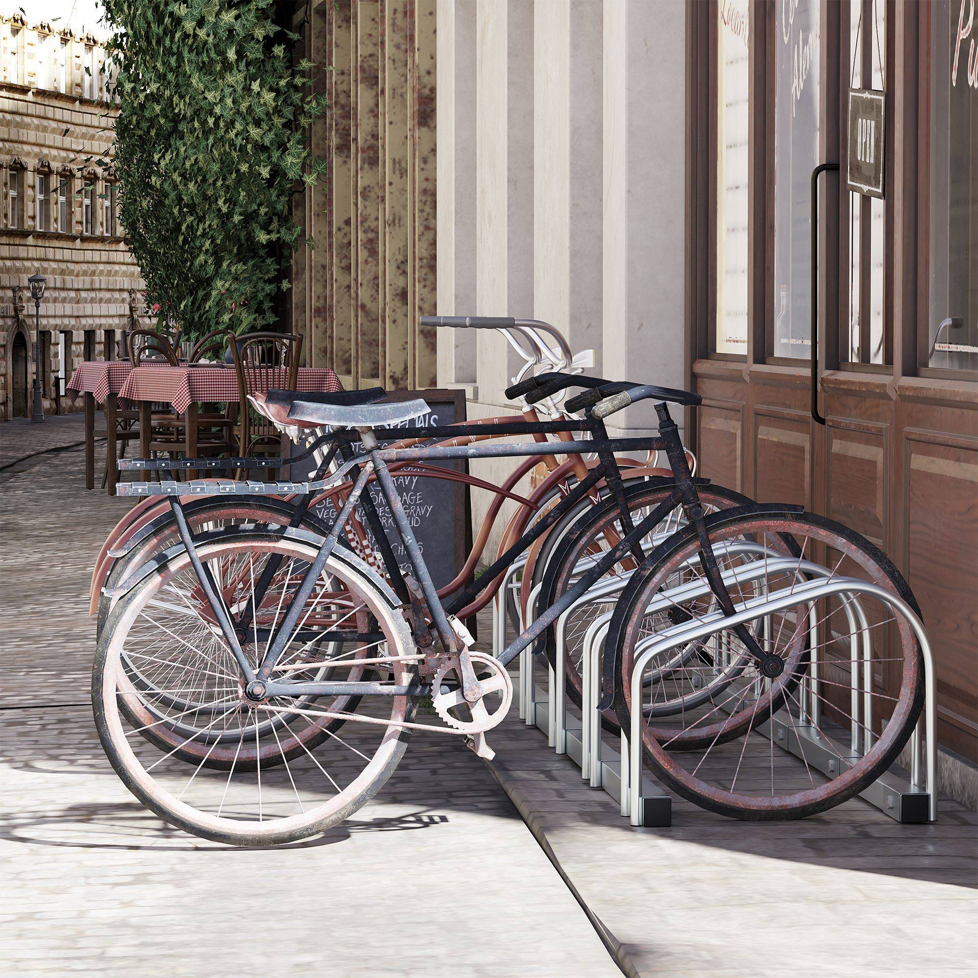 Support à vélos pour 5 vélos, pour intérieur et extérieur, 145 x 33 x 27 cm, argent - Image 3