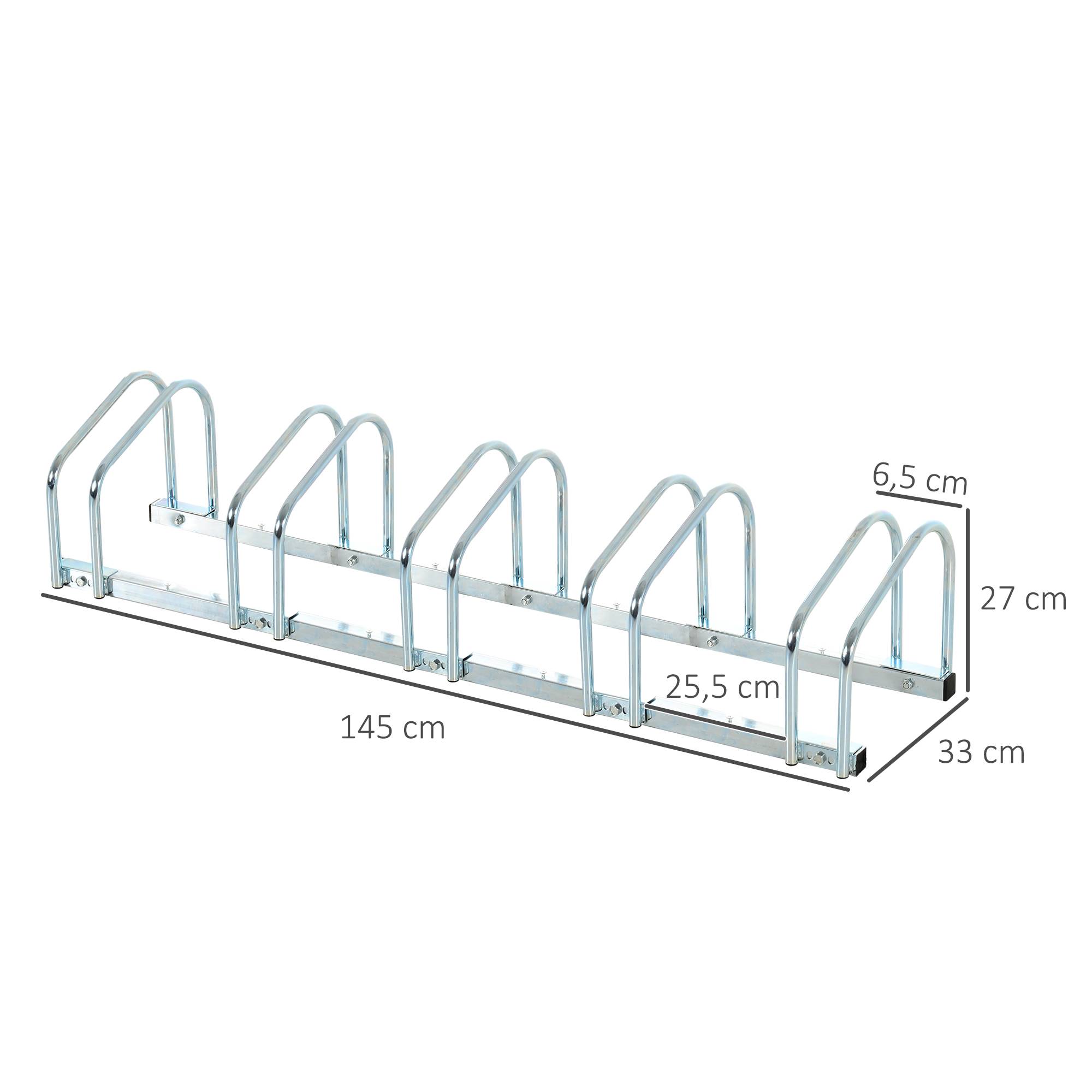 Support à vélos pour 5 vélos, pour intérieur et extérieur, 145 x 33 x 27 cm, argent - Image 5