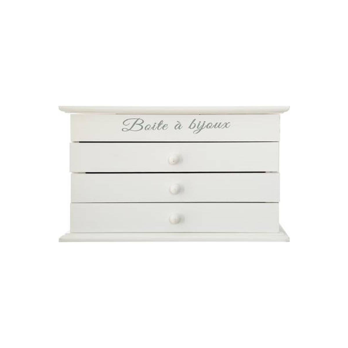 Boîte à Bijoux Vitrée 3 Tiroirs "Charme" 25cm Blanc - Image 2