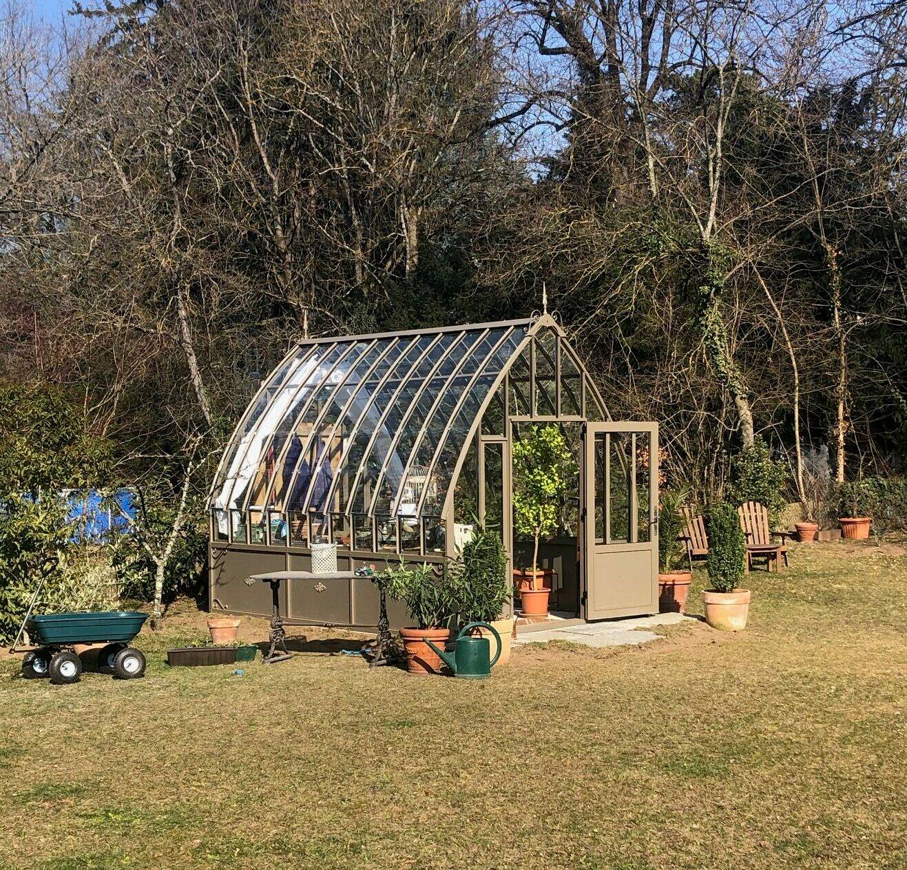 15m²  -   Serre en tuile de verre à l'ancienne - Eugénie Soubassement - Aluminium - 15m² - mars rouille - L'atelier Des Serres - Image 3