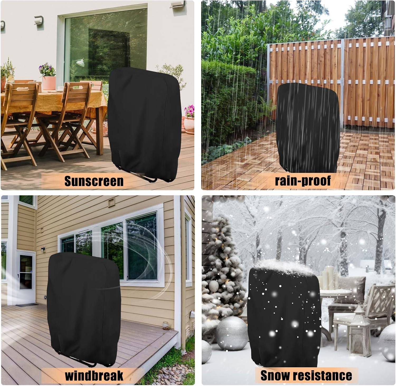 IntiMeg - 2 Pièces Housse Chaise Empilable Chaise de Jardin Housse de Protection Housse Oxford Coupe Vent Anti Poussière pour Meubles de Jardin (Noir) IntiMeg - Image 5