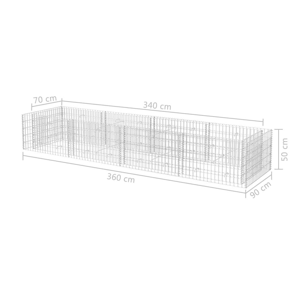 Helloshop26 - Jardinière lit surélevé plantes fleurs jardin à gabion acier 360 x 90 x 50 cm - Image 5