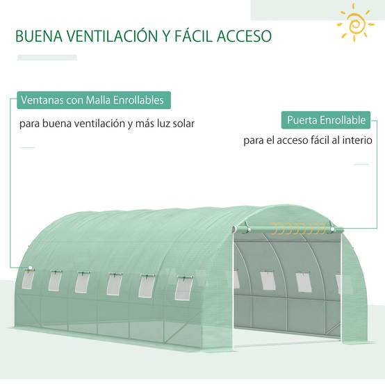 Serre de Culture Tunnel 18m² Acier Galvanisé et Bâche PE 12 Fenêtres 6x3x2 m Vert - ComfortXL Outdoor Living - Image 7