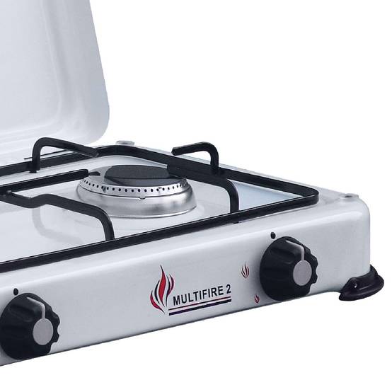 Plaque de cuisson gaz portable 2 feux 3200W Réchaud à gaz butane ou propane Blanc laqué Couvercle - Image 2