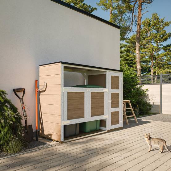 Timbela - Abri de jardin pour poubelles, Cache poubelle extérieur 1,62 m² / 2x240L - Timbela M981A-HARVEST HONEY - Image 1