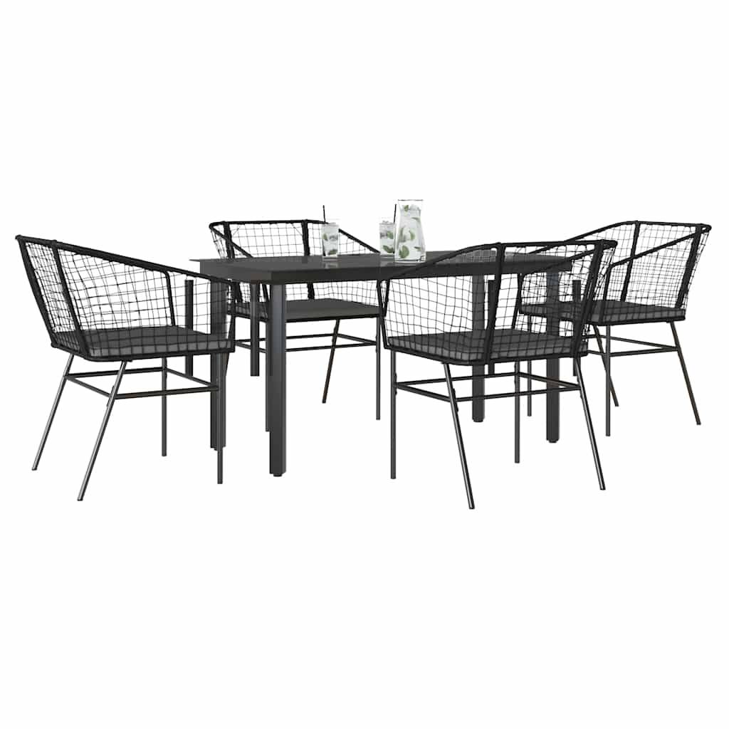 Vidaxl - Ensemble à manger de jardin et coussins 5 pcs-Salons de jardin noir rotin verre 678089 - Image 1