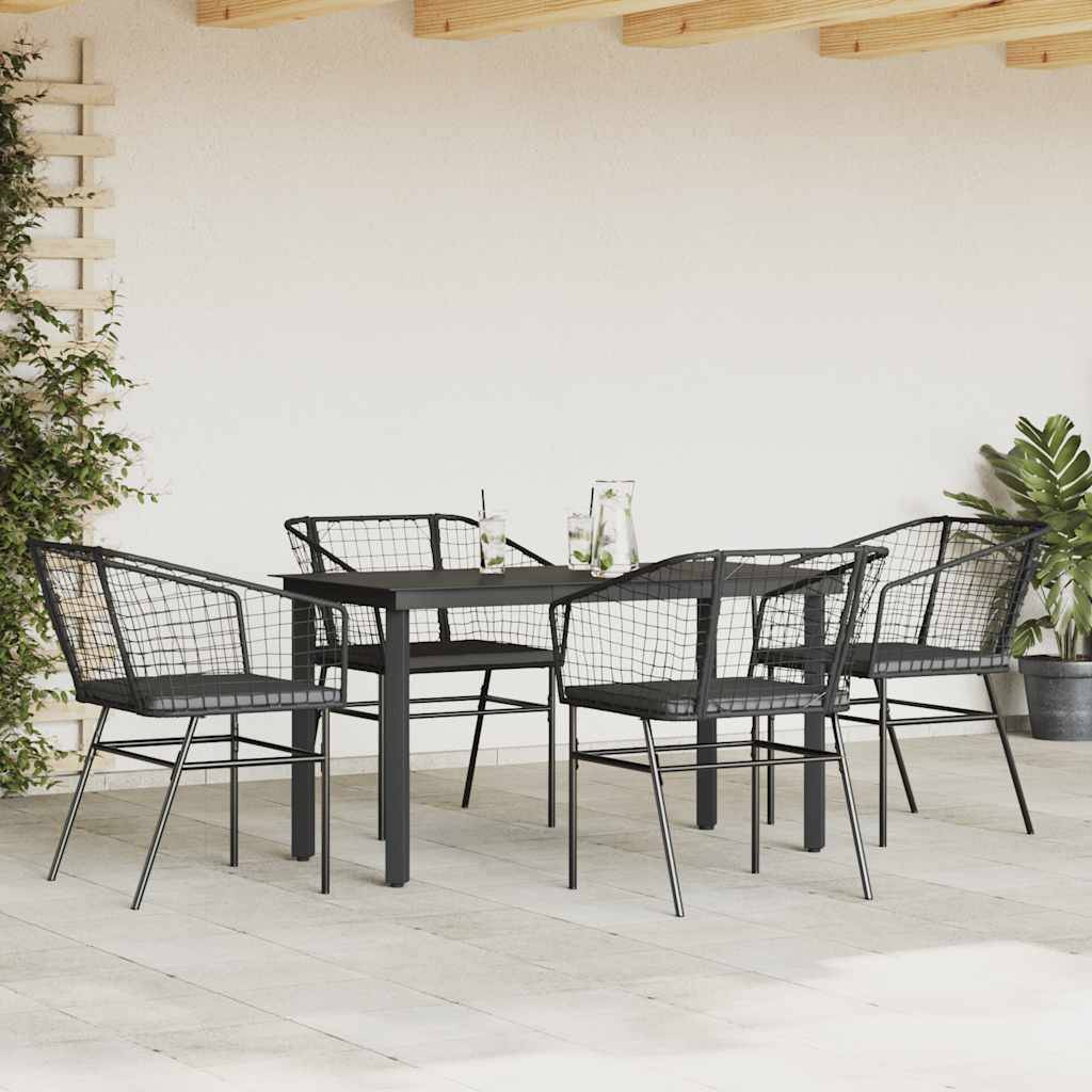 Vidaxl - Ensemble à manger de jardin et coussins 5 pcs-Salons de jardin noir rotin verre 678089 - Image 3