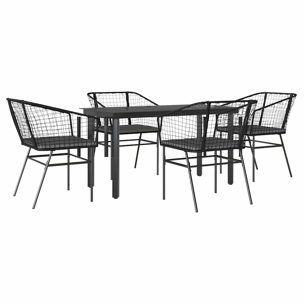 Vidaxl - Ensemble à manger de jardin et coussins 5 pcs-Salons de jardin noir rotin verre 678089 - Image 2