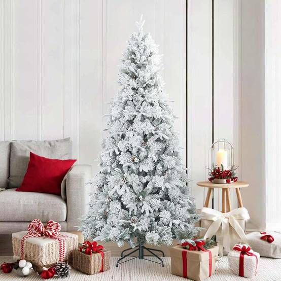 ComfortXL - Sapin de Noël artificiel enneigé avec décorations pour salon Blanc 180 cm – ComfortXL Outdoor Living - Image 1