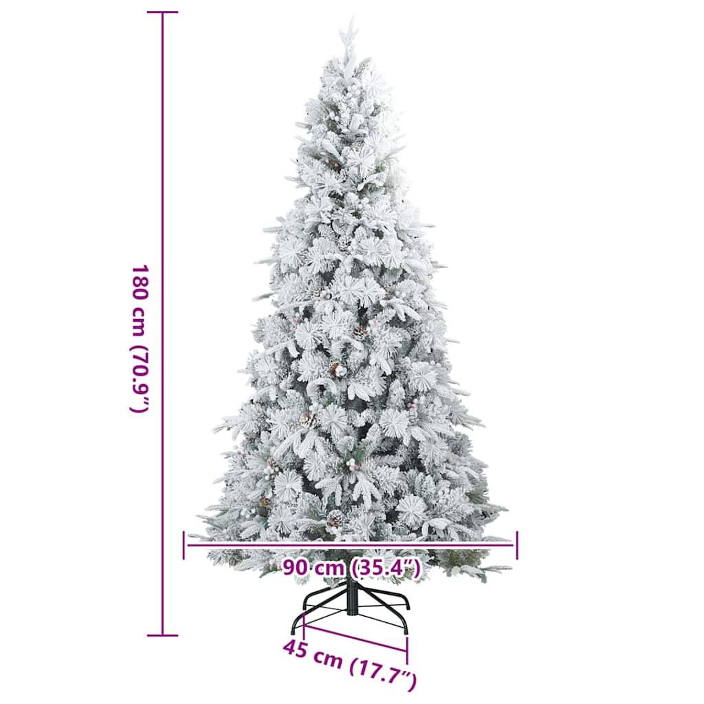ComfortXL - Sapin de Noël artificiel enneigé avec décorations pour salon Blanc 180 cm – ComfortXL Outdoor Living - Image 9