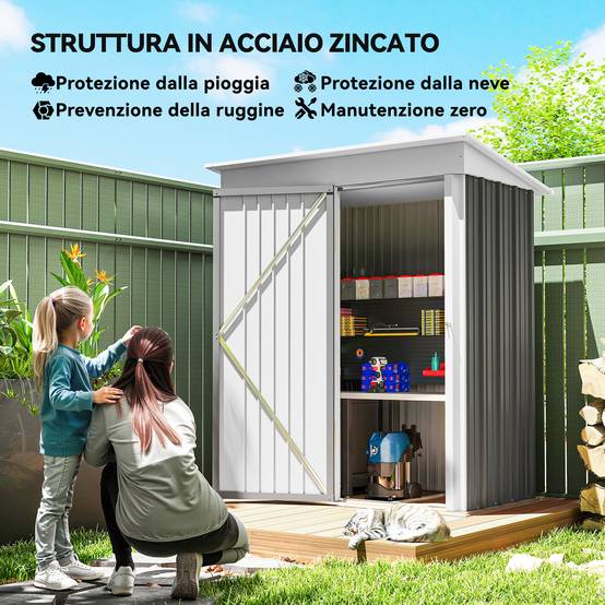 ComfortXL - Armoire de jardin acier extérieur gain de place porte verrouillable gris - ComfortXL Outdoor Living - Image 6